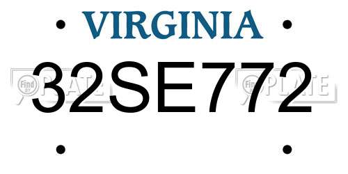 32SE772 Virginia License Plate