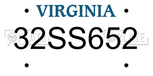 32SS652 Virginia License Plate