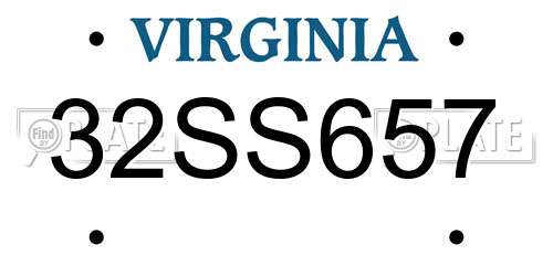 32SS657 Virginia License Plate