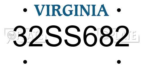 32SS682 Virginia License Plate