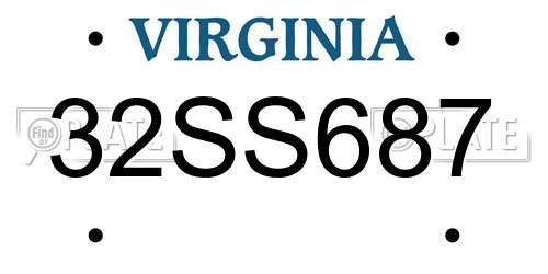 32SS687 Virginia License Plate