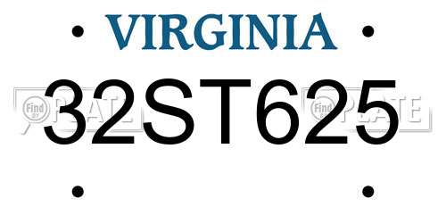 32ST625 Virginia License Plate