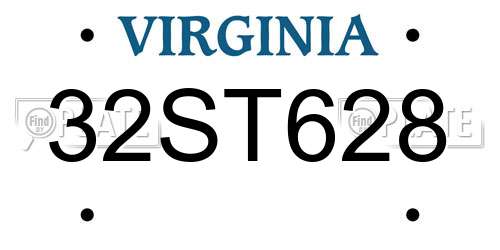 32ST628 Virginia License Plate
