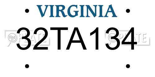 32TA134 Virginia License Plate