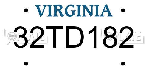 32TD182 Virginia License Plate
