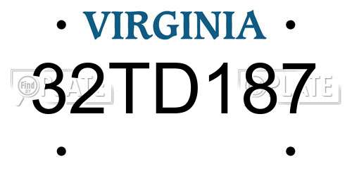 32TD187 Virginia License Plate