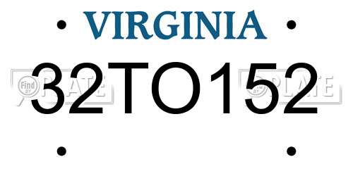 32TO152 Virginia License Plate