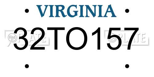 32TO157 Virginia License Plate