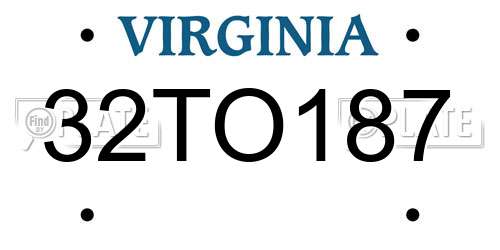 32TO187 Virginia License Plate