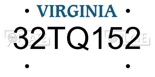 32TQ152 Virginia License Plate