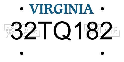 32TQ182 Virginia License Plate
