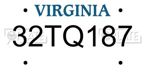 32TQ187 Virginia License Plate