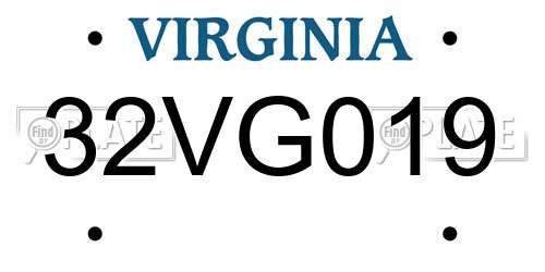32VG019 Virginia License Plate