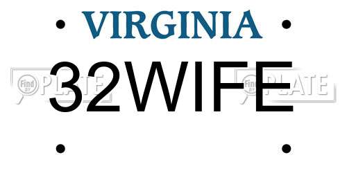 32WIFE Virginia License Plate