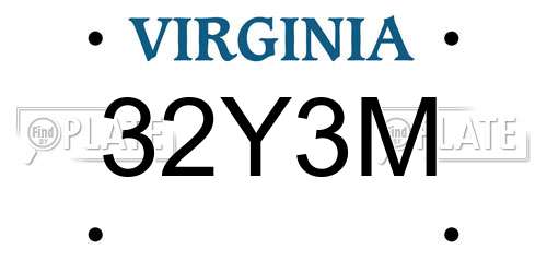 32Y3M Virginia License Plate