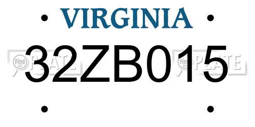 32ZB015 Virginia License Plate