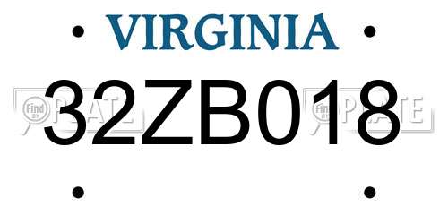 32ZB018 Virginia License Plate