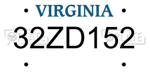 32ZD152 Virginia License Plate