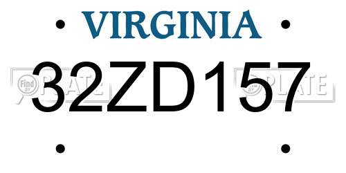 32ZD157 Virginia License Plate