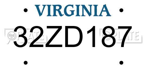 32ZD187 Virginia License Plate