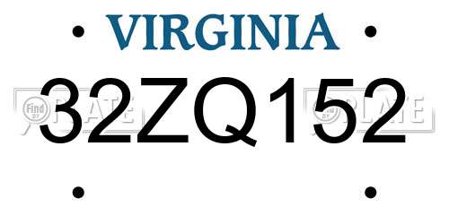32ZQ152 Virginia License Plate