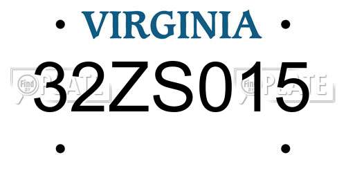 32ZS015 Virginia License Plate