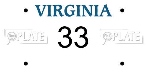 33 Virginia License Plate