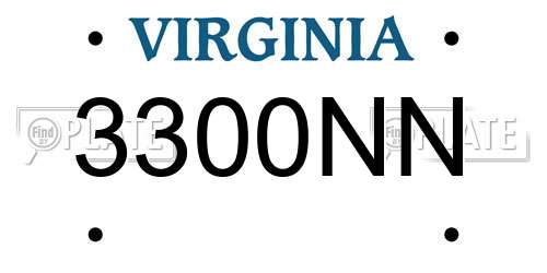3300NN Virginia License Plate