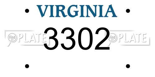 3302 Virginia License Plate