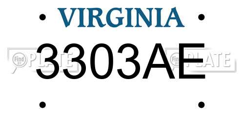 3303AE Virginia License Plate