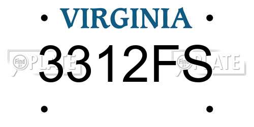 3312FS Virginia License Plate
