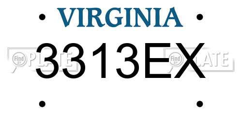 3313EX Virginia License Plate