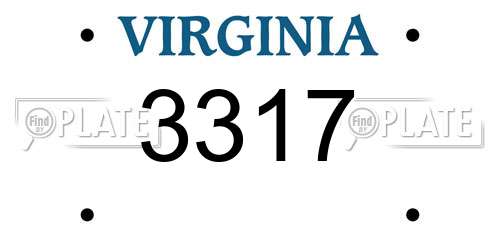 3317 Virginia License Plate