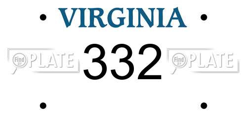 332 Virginia License Plate
