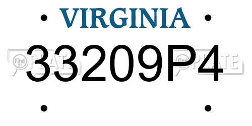 33209P4 Virginia License Plate