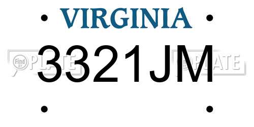 3321JM Virginia License Plate