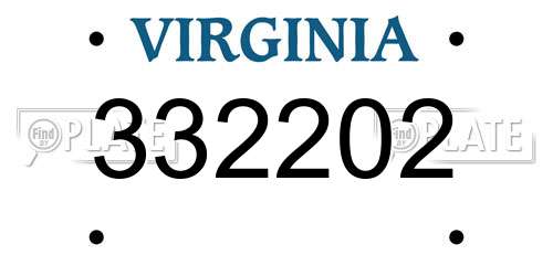 332202 Virginia License Plate