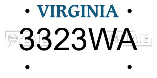 3323WA Virginia License Plate
