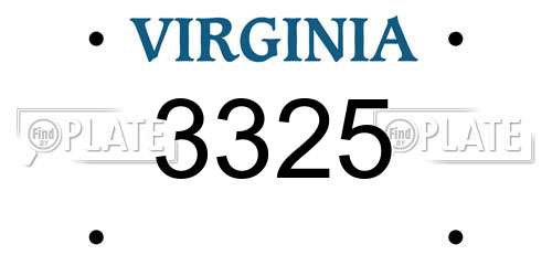 3325 Virginia License Plate