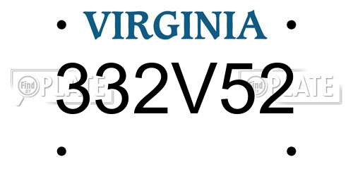 332V52 Virginia License Plate
