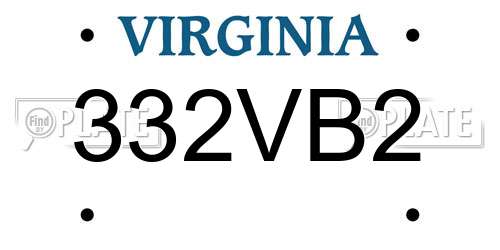 332VB2 Virginia License Plate