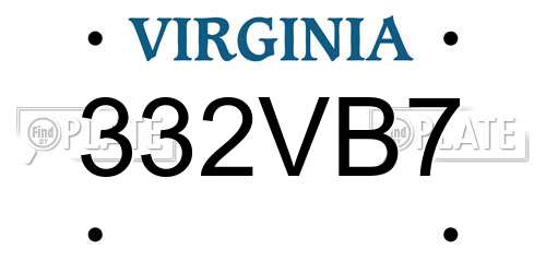332VB7 Virginia License Plate