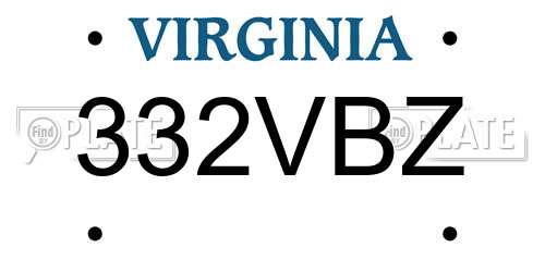 332VBZ Virginia License Plate