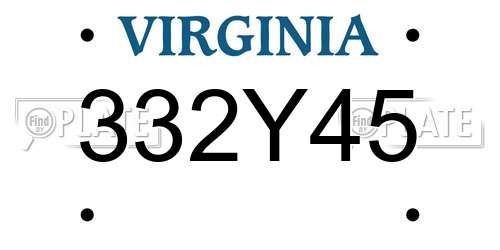 332Y45 Virginia License Plate