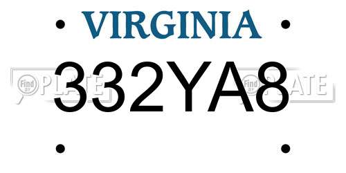 332YA8 Virginia License Plate