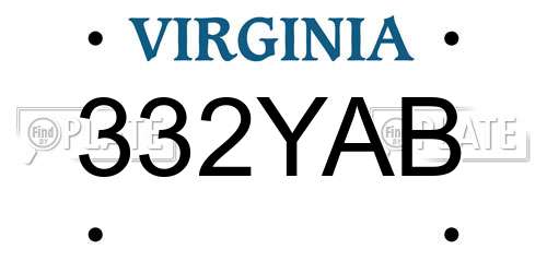 332YAB Virginia License Plate