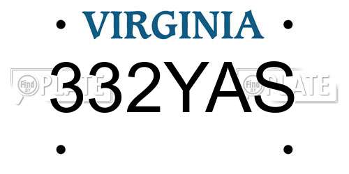 332YAS Virginia License Plate