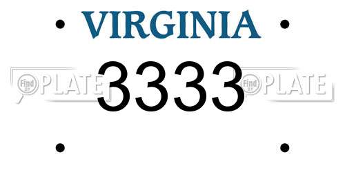 3333 Virginia License Plate