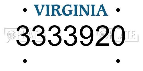 3333920 Virginia License Plate