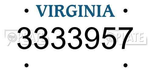 3333957 Virginia License Plate